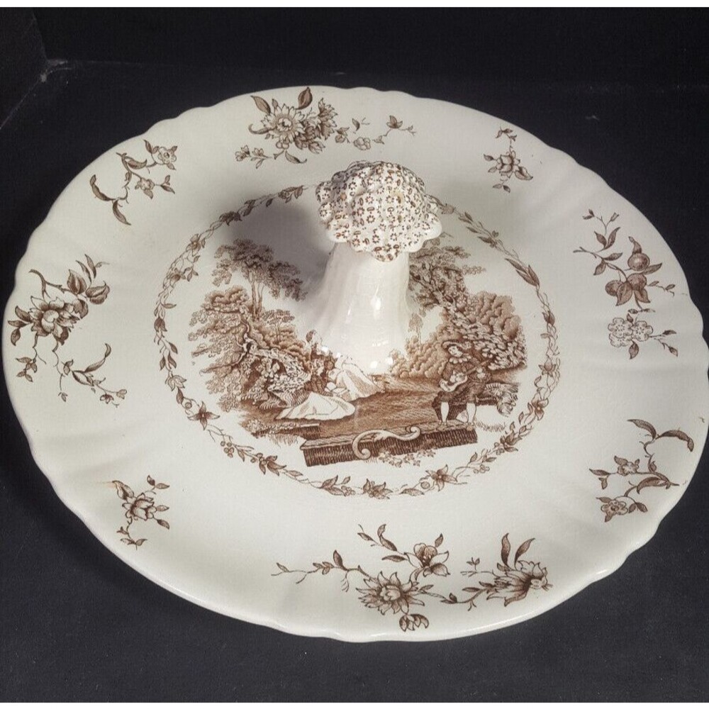 brown transferware tid bit tray Masons Watteau cookie plate canape dish
